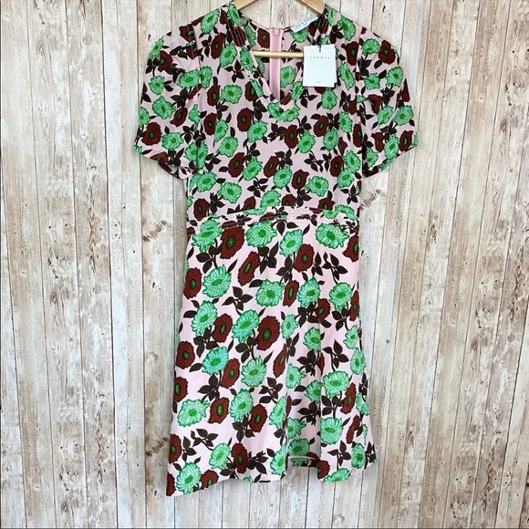 Sandro Antropique Floral Print Silk Dress EU 36 - Picture 2 of 11
